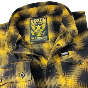 Dixxon Flannel Gold Standard Yellow Black Plaid D-Tech Snap Front Shirt Large